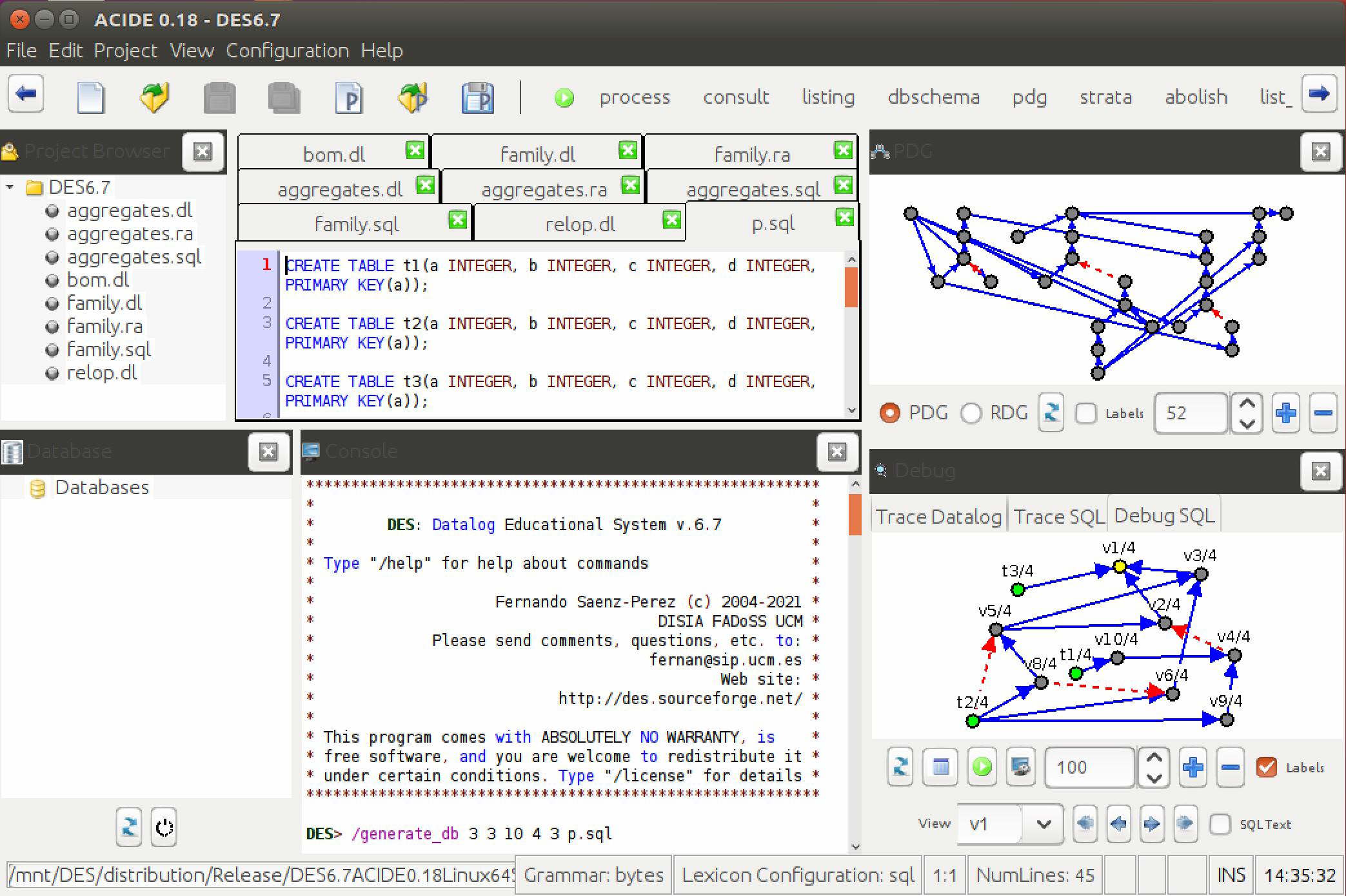 DES running on Linux ACIDE